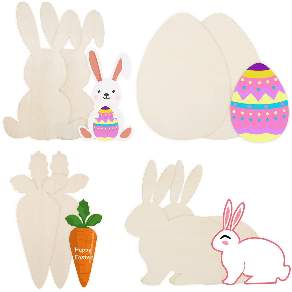 8-Piece Easter Wooden Bunny & Carrot DIY Decor Set DIY Wooden Craft Set Oasis Select
