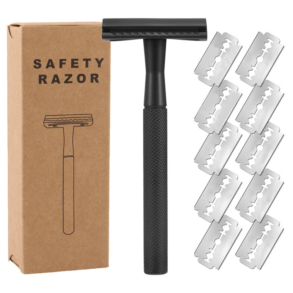 Men's Vintage Metal Safety Razor – Classic Grooming Gift Men's Safety Razor Oasis Select Black Set Standard