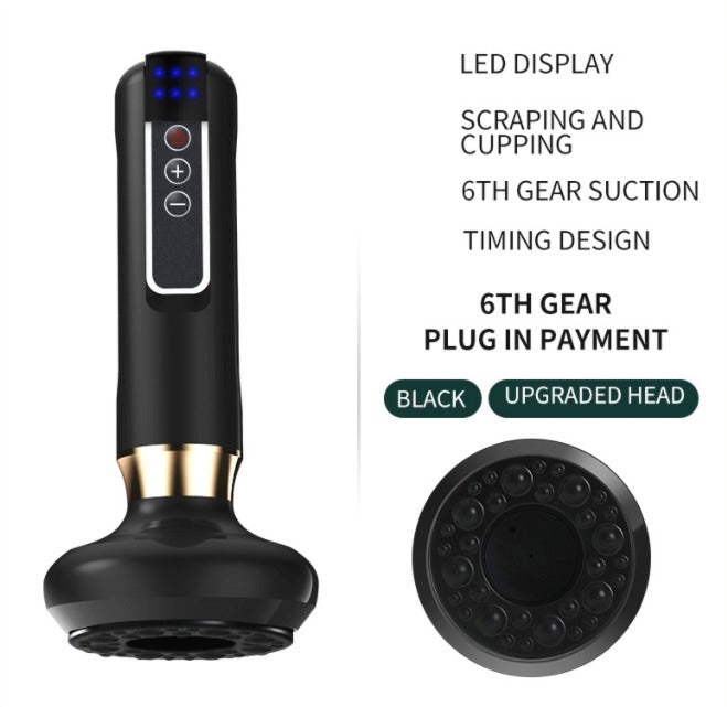 Electric Vacuum Cupping Massager with Infrared Heat & Gua Sha Vacuum Cupping Massager Oasis Select Black 6speed charging, USB