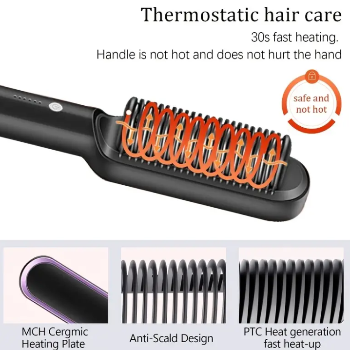 2-in-1 Negative Ion Hair Straightening & Curling Comb Hair Styling Comb Oasis Select