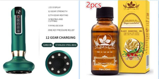 Electric Vacuum Cupping Massager with Infrared Heat & Gua Sha Vacuum Cupping Massager Oasis Select Green set1 12speed charging A15, USB