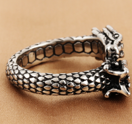 Titanium Steel Chinese Dragon Ring | Retro Sizes 7–13 Fashion Ring Oasis Select