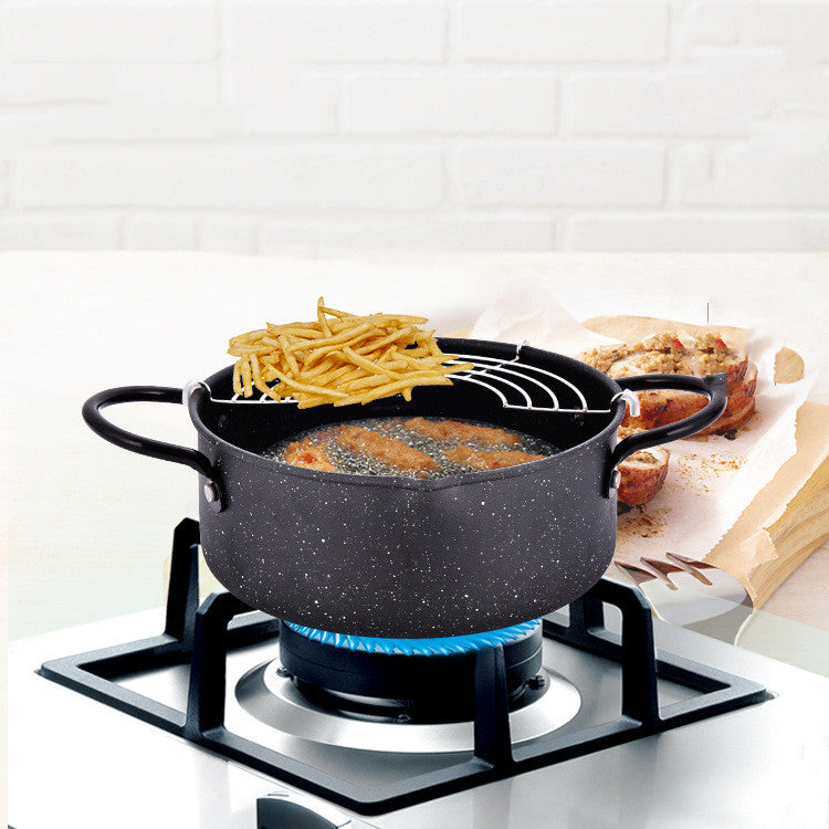 Japanese Oil-Saving Frying Pot – 20cm Non-Stick Iron Fryer Deep Frying Pot Oasis Select