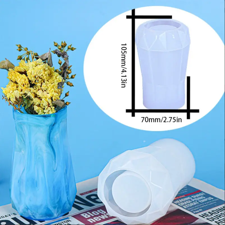 Round Rhombus Crystal Epoxy Silicone Mold for DIY Vases Silicone Resin Mold Oasis Select Style-c
