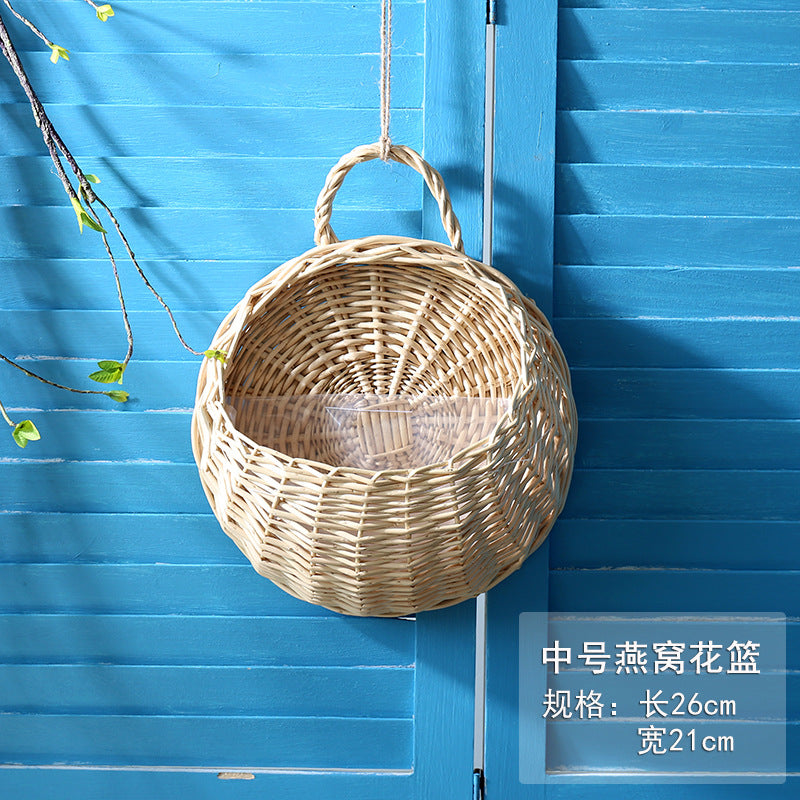 Wicker Wall-Mounted Hanging Basket for Flowers & Plants Wicker Wall Planter Oasis Select Peel Willow 20cm