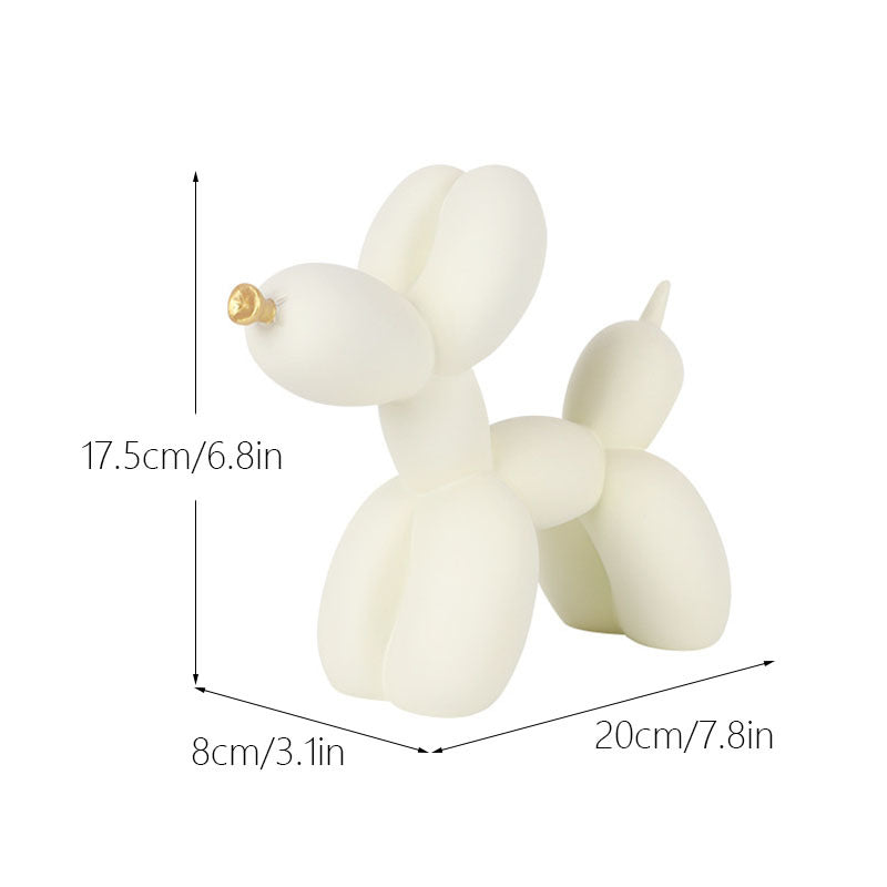 Colorful Balloon Dog Figurine | European Water Transfer Art Decor Decorative Figurine Oasis Select White Golden Mouth