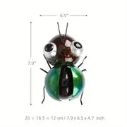 Iron Ladybug Sculpture | Handcrafted Cartoon Home Decor Iron Art Sculpture Oasis Select Green