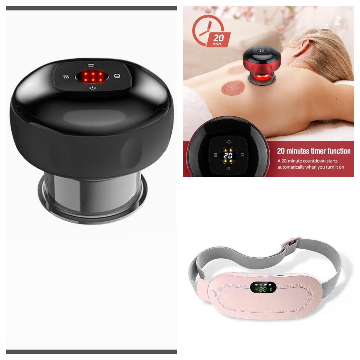 Smart Heating Pad Belt – Warmth & Vibration Massage | USB Heating Massage Belt Oasis Select Pink Set1