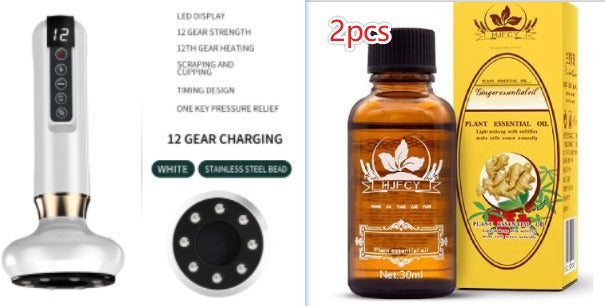 Electric Vacuum Cupping Massager with Infrared Heat & Gua Sha Vacuum Cupping Massager Oasis Select White set1 12speed charging A15, USB