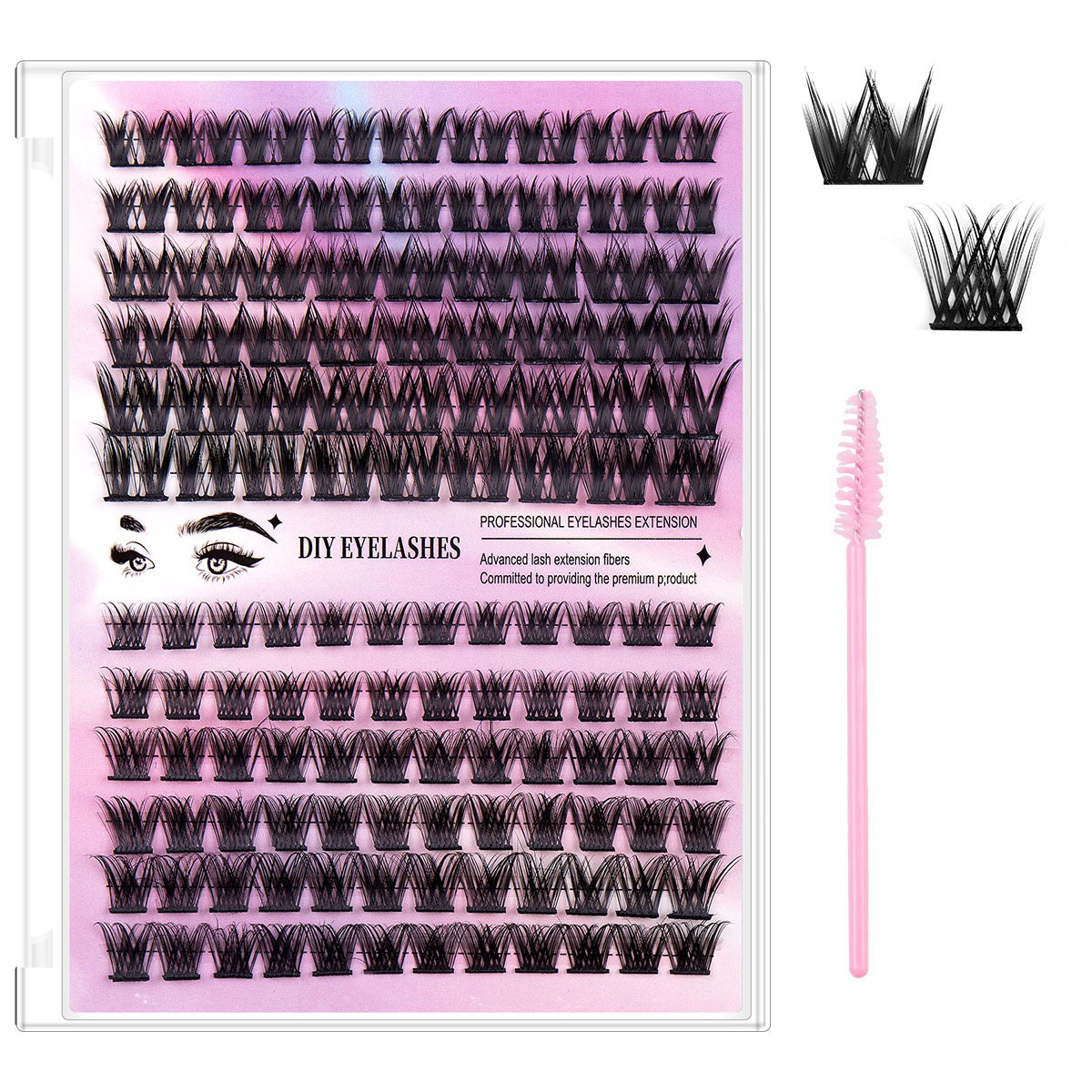 Segmented Fishtail False Eyelashes DIY Lash Kit | Oasis Select False Eyelash Kit Oasis Select Pink Brush Style3