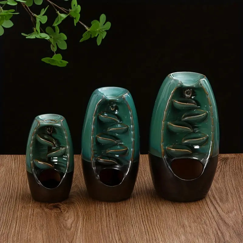 Ceramic Backflow Incense Burner | Waterfall Effect Home Decor Incense Burner Oasis Select