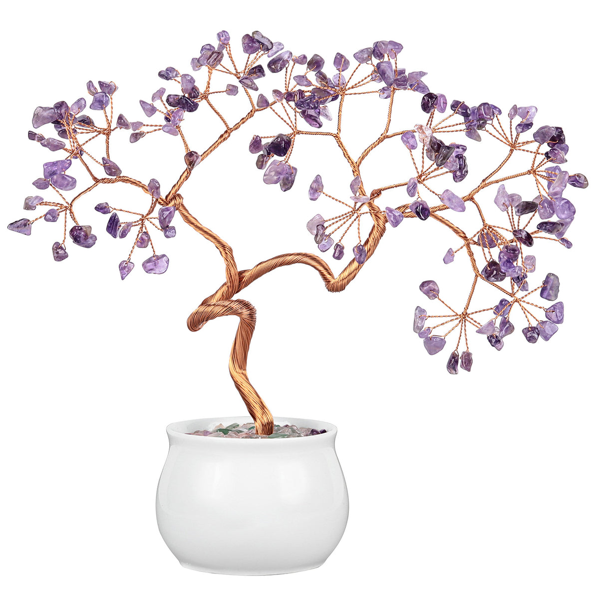 Natural Crystal Stone Tree with Ceramic Pot | Home Decor Crystal Decorative Tree Oasis Select Amethyst