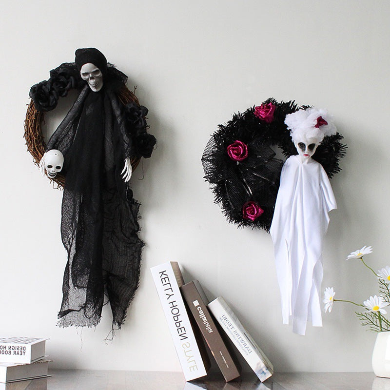 Black & White Ghost Door Hanging | Halloween Decor Halloween Door Decoration Oasis Select
