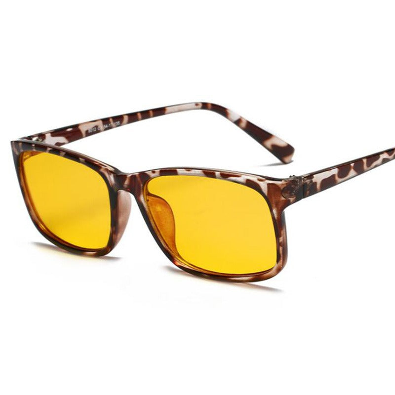 Anti Blue Light Glasses – Retro Unisex PC Frame Eyewear Blue Light Glasses Oasis Select Leopard Yellow One Size