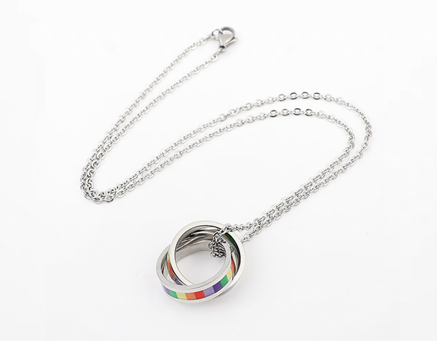Rainbow Pride Titanium Steel Couple Necklace | Silver 50cm Couple Necklace Oasis Select