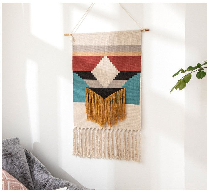 Nordic Woven Tapestry Wall Hanging with Fringe | 50x70cm Decorative Wall Tapestry Oasis Select Style1 50X70
