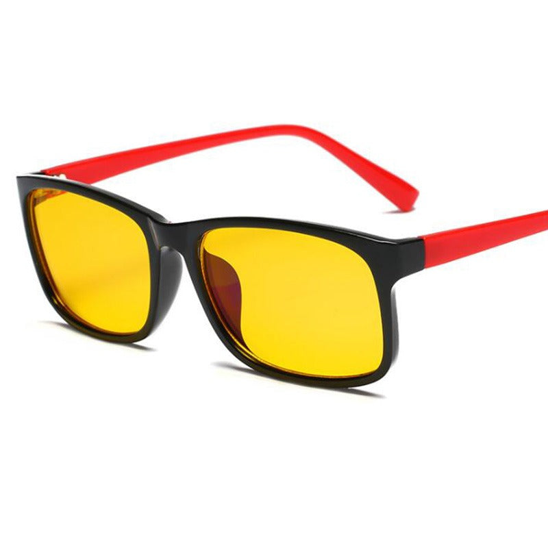 Anti Blue Light Glasses – Retro Unisex PC Frame Eyewear Blue Light Glasses Oasis Select Red Leg Yellow One Size