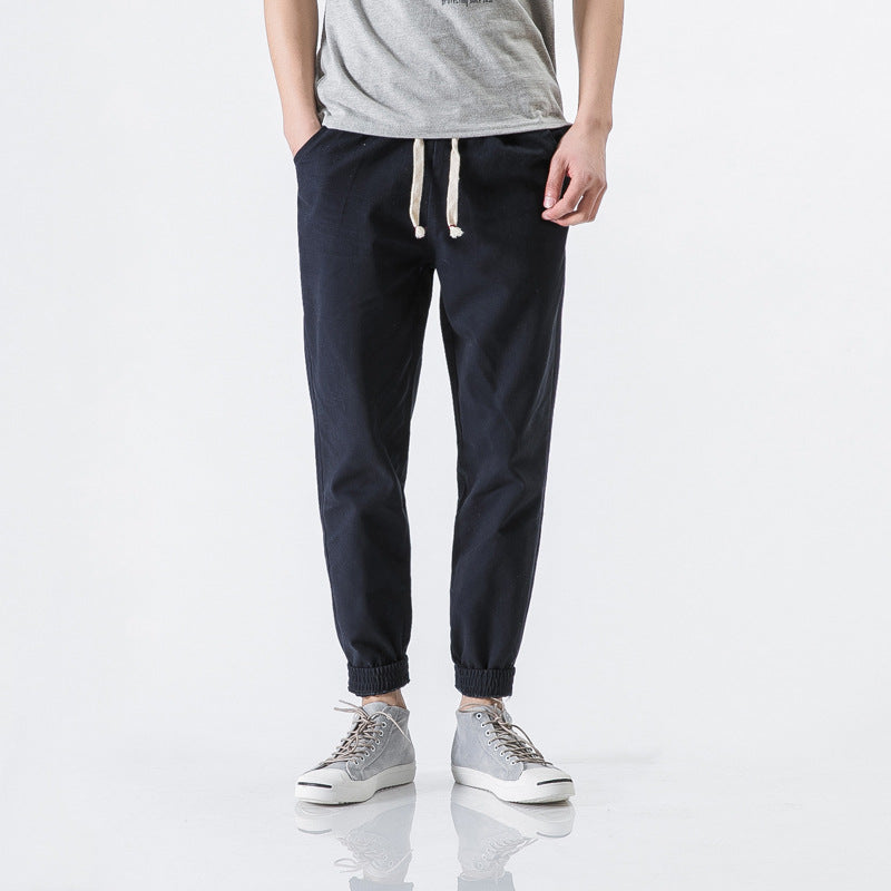 Men's Cotton Casual Pants – Slim Pencil Cut, Sizes M–3XL Men's Casual Pants Oasis Select Navy blue M