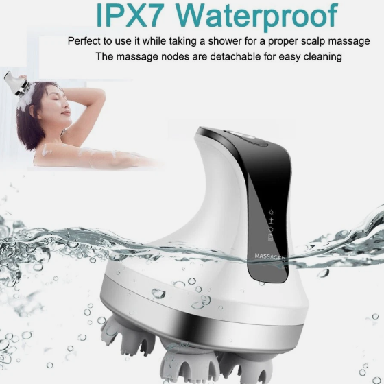 Rechargeable Scalp Head Massager – 4 Settings, Waterproof Scalp Head Massager Oasis Select