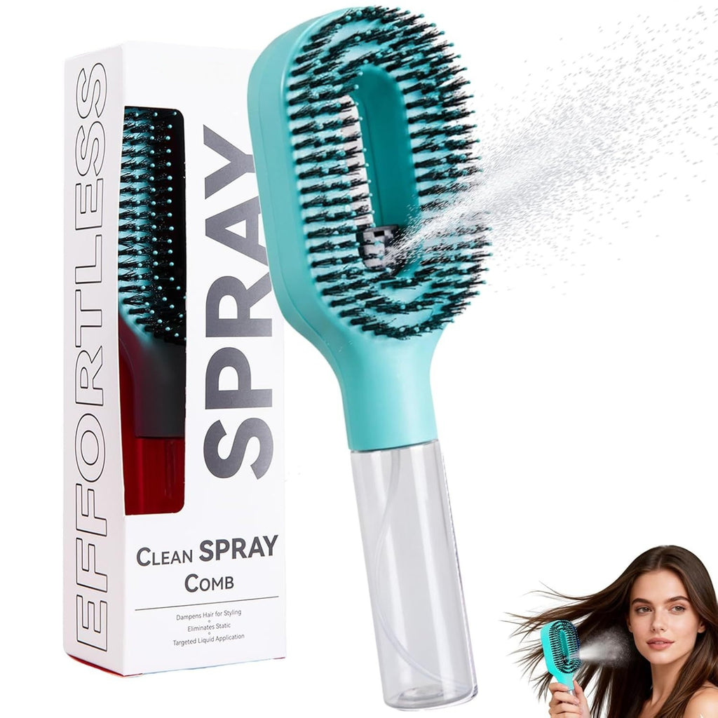 2-in-1 Spray Comb Hairbrush with Scalp Massage & Mist Bottle Spray Comb Hairbrush Oasis Select Light Blue 1PCS