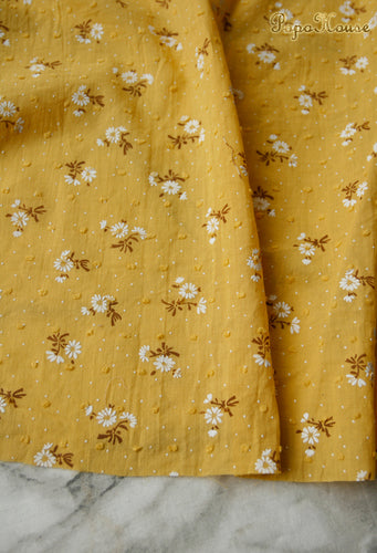 Daisy Embroidery Cotton Fabric 140cm – Kids Dress & Sewing Embroidery Cotton Fabric Oasis Select yellow