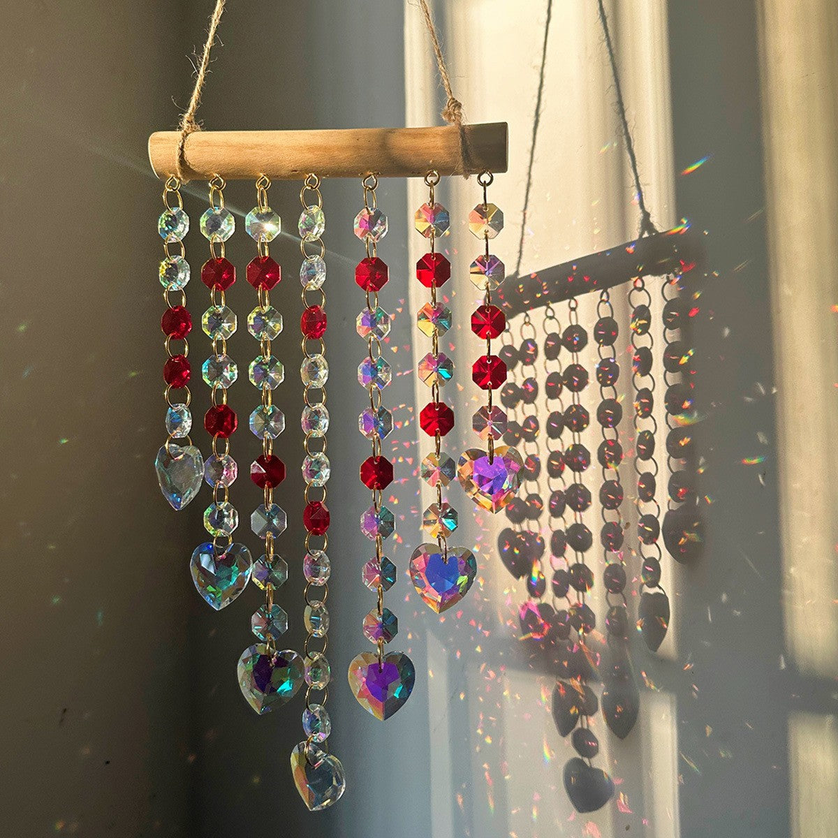 Crystal Wind Chime with Wooden Sticks – Colorful Home Decor Crystal Wind Chime Oasis Select
