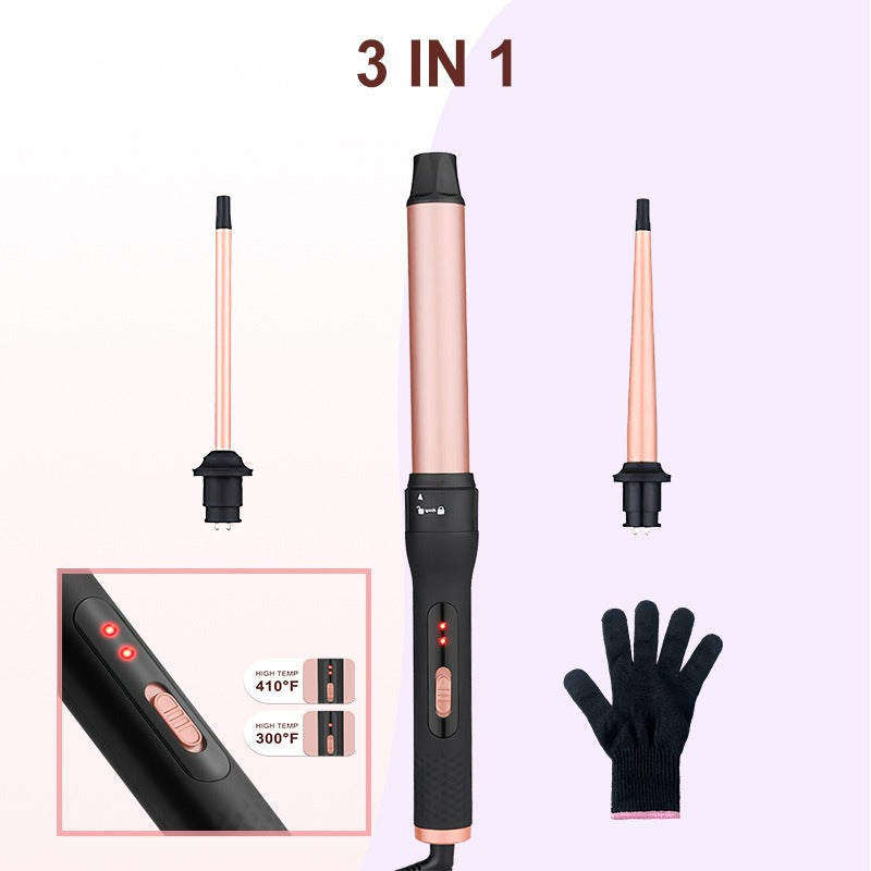 Three-Tube Water Wave Hair Curler | Multi-Adapter Styling Tool Hair Curling Iron Oasis Select