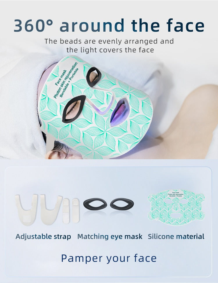 Photonic Silica Gel LED Facial Mask | Skin Rejuvenation Device LED Facial Mask Device Oasis Select