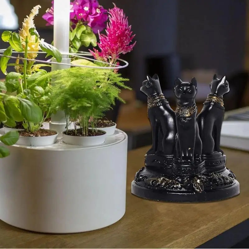 Bastet Cat Goddess Statue with Crystal Base | Egyptian Decor Decorative Figurine Oasis Select