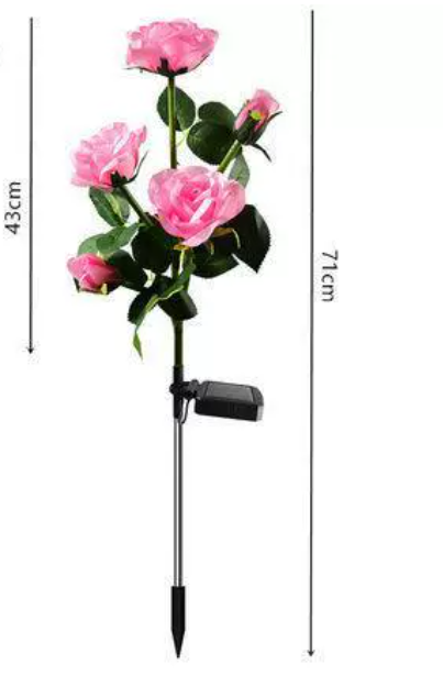 Color-Changing Solar Garden Rose Lights – Set of 5 Solar Garden Lights Oasis Select Pink 5 flowers