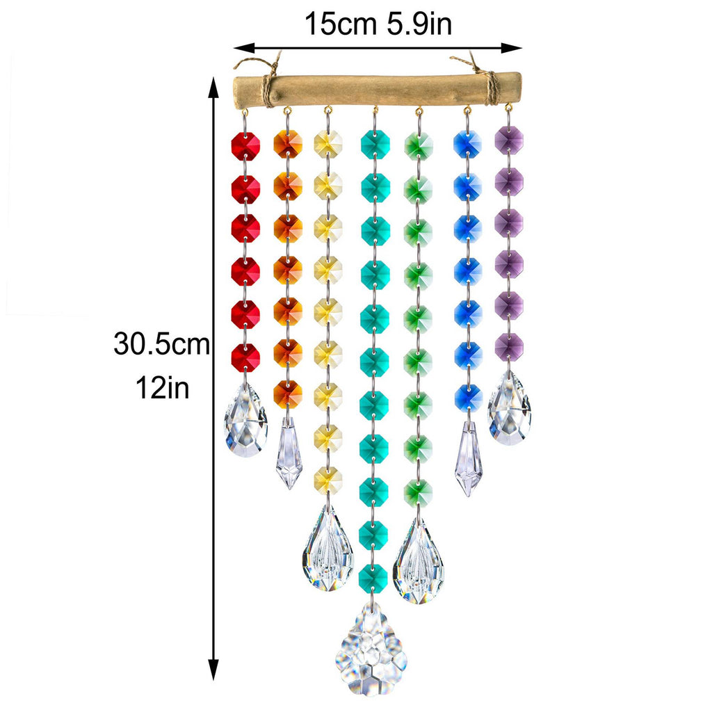 Crystal Wind Chime with Wooden Sticks – Colorful Home Decor Crystal Wind Chime Oasis Select