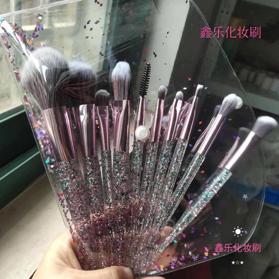 10-Piece Makeup Brush Set – Blend, Contour & Highlight Makeup Brush Set Oasis Select Mixed color quicksand bag