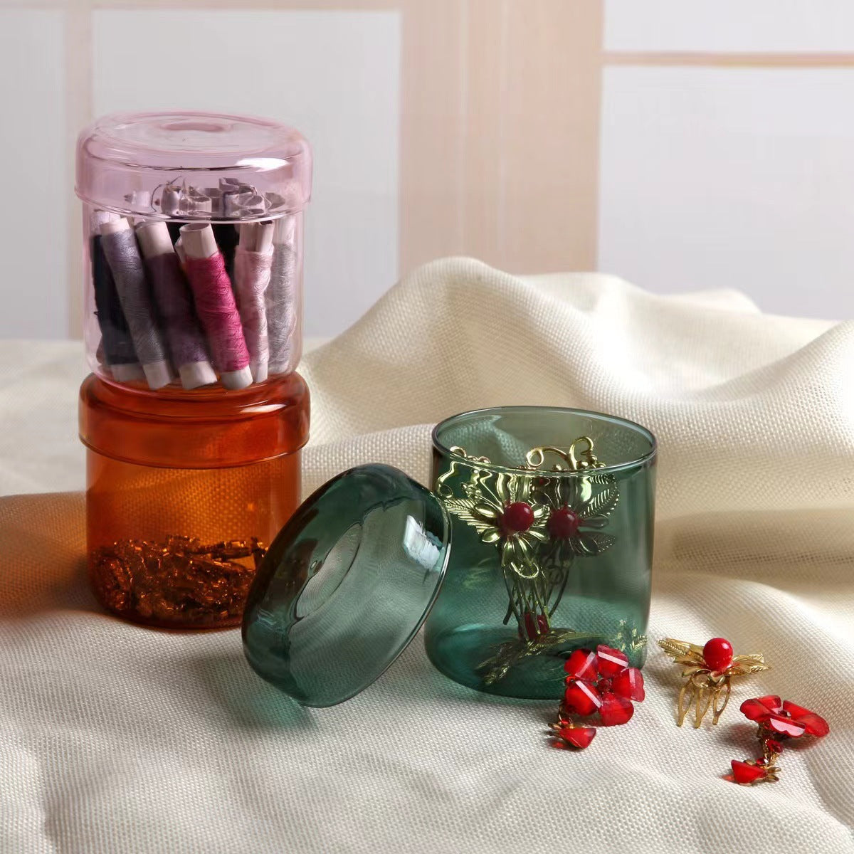 Colored Glass Storage Jar with Lid – Tea & Home Decor Glass Storage Jar Oasis Select