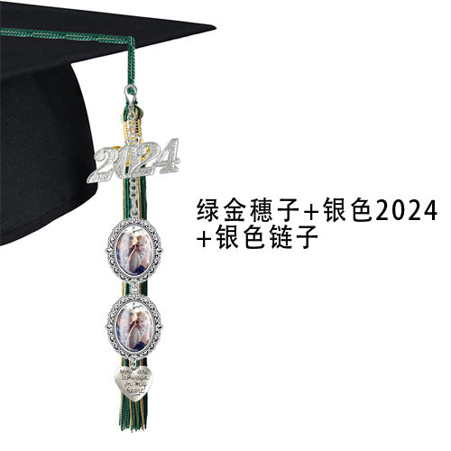 DIY 2024 Graduation Photo Frame with Tassels & Gems Graduation Photo Frame Oasis Select Green Gold