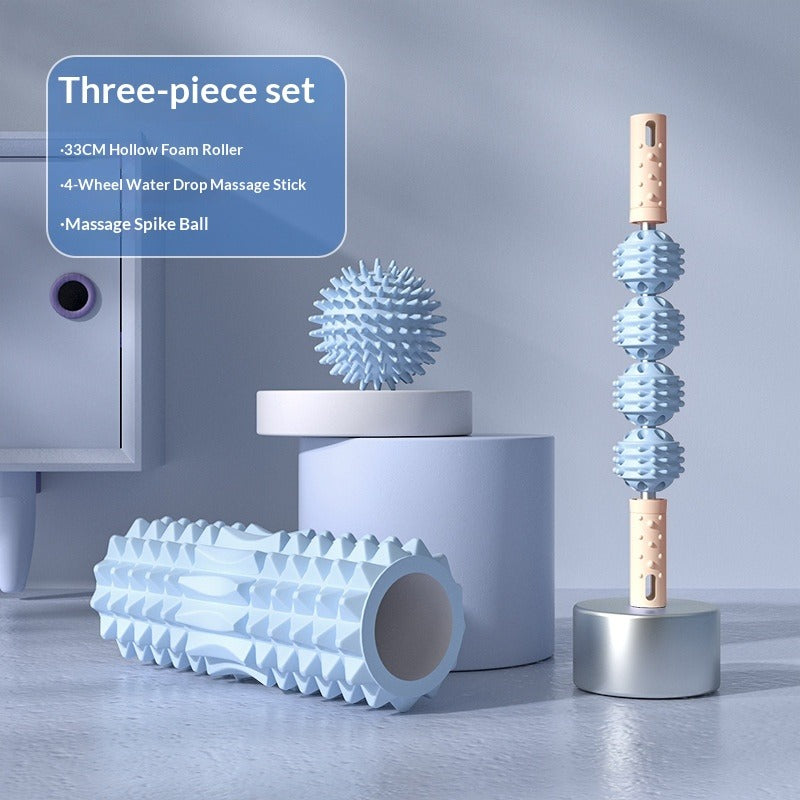 Dual-Zone Foam Roller Set – Massage Stick & Spike Ball Foam Roller Set Oasis Select Blue 33cm Hollow