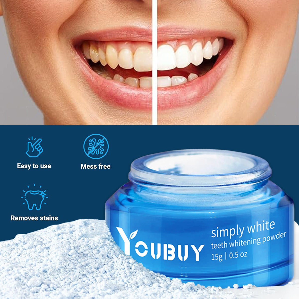 Teeth Whitening Brightening Powder | Daily Oral Care Teeth Whitening Powder Oasis Select