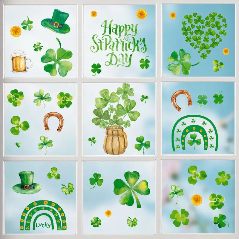 St. Patrick's Day Window Stickers – Set of 9 | 20x30cm Holiday Window Stickers Oasis Select