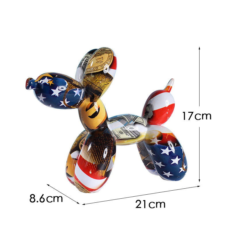 Colorful Balloon Dog Figurine | European Water Transfer Art Decor Decorative Figurine Oasis Select Star Flag