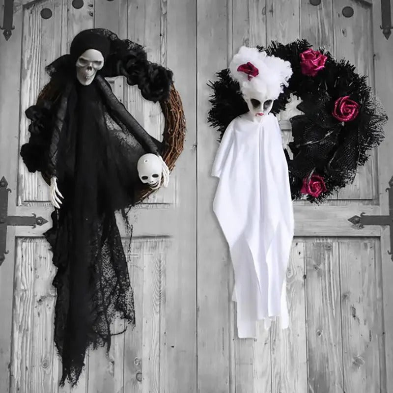 Black & White Ghost Door Hanging | Halloween Decor Halloween Door Decoration Oasis Select