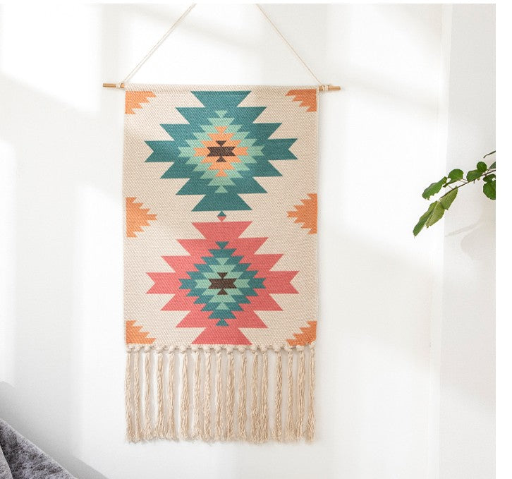 Nordic Woven Tapestry Wall Hanging with Fringe | 50x70cm Decorative Wall Tapestry Oasis Select Style4 50X70