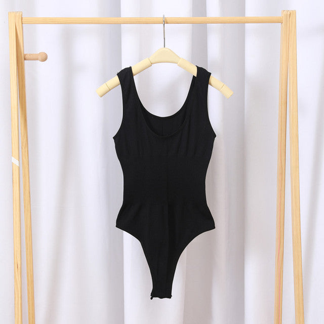 Women's Tummy Control Fitted Pants & U-Back Tank Top Women's Clothing Set Oasis Select black F(45-65KG)