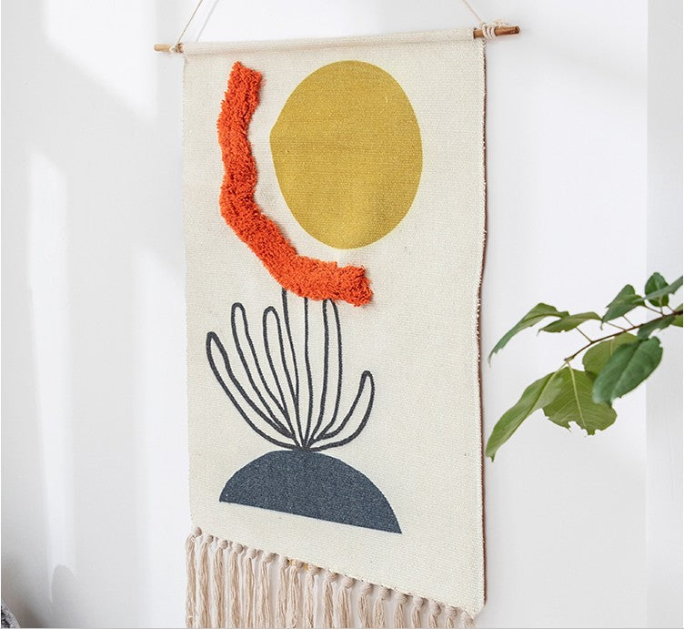 Nordic Woven Tapestry Wall Hanging with Fringe | 50x70cm Decorative Wall Tapestry Oasis Select Style5 50X70