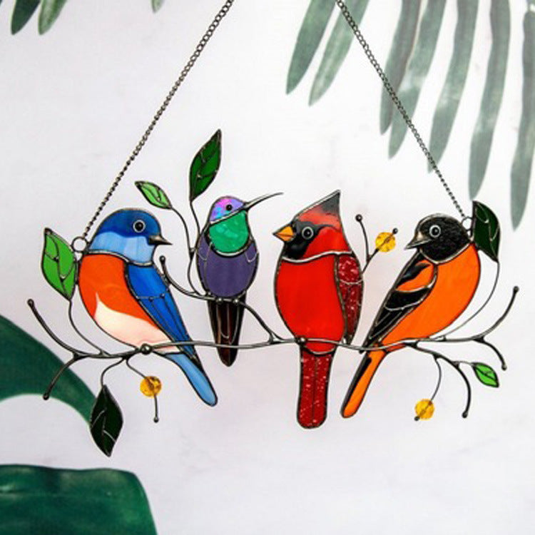 Alloy Double-Sided Oil Drip Bird Hanging Wall Decoration Hanging Wall Decoration Oasis Select Four birds / Alloy drop oil
