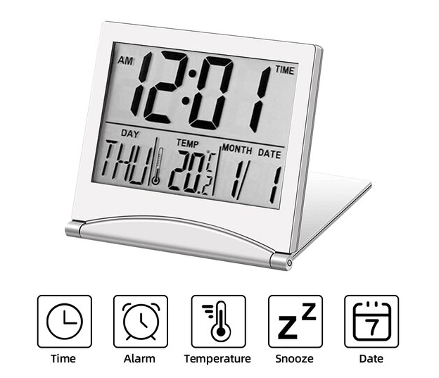 Digital Travel Alarm Clock Foldable LCD Temperature Display Digital Alarm Clock Oasis Select