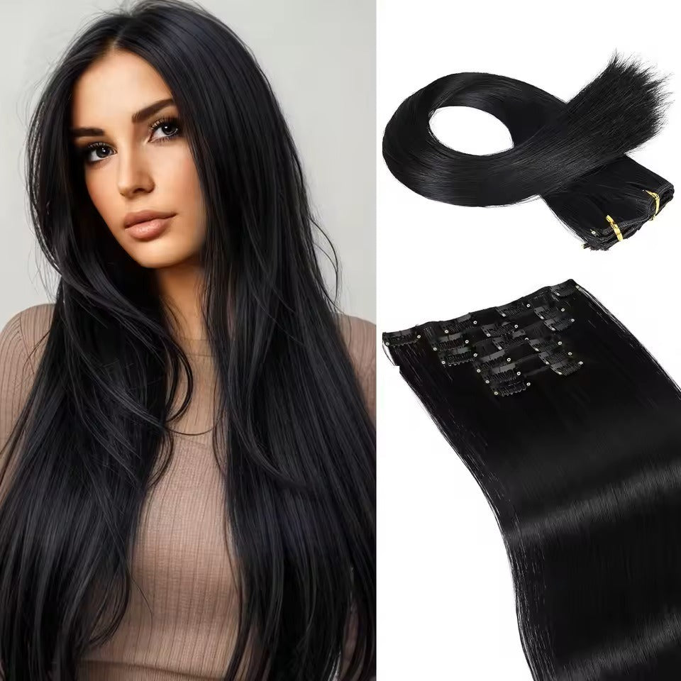 Clip-In Synthetic Hair Extensions 24 Inch | 16 Clips Clip-In Hair Extensions Oasis Select 1B Color 24 inch