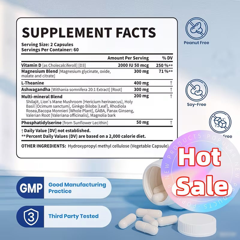 Supplement facts label for Calm Support Magnesium blend